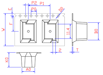 OX3 24mm Wide Carrier Tape, 16mm Pitch · 07.90 × 13.00 × 11.65mm pocket, 18 m/Reel