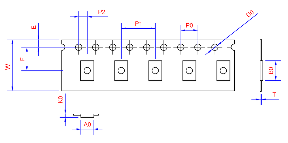 ABK 04.15 x 05.45 x 00.95 W12 P08 (200mpr) — OX3 semiconductor packaging