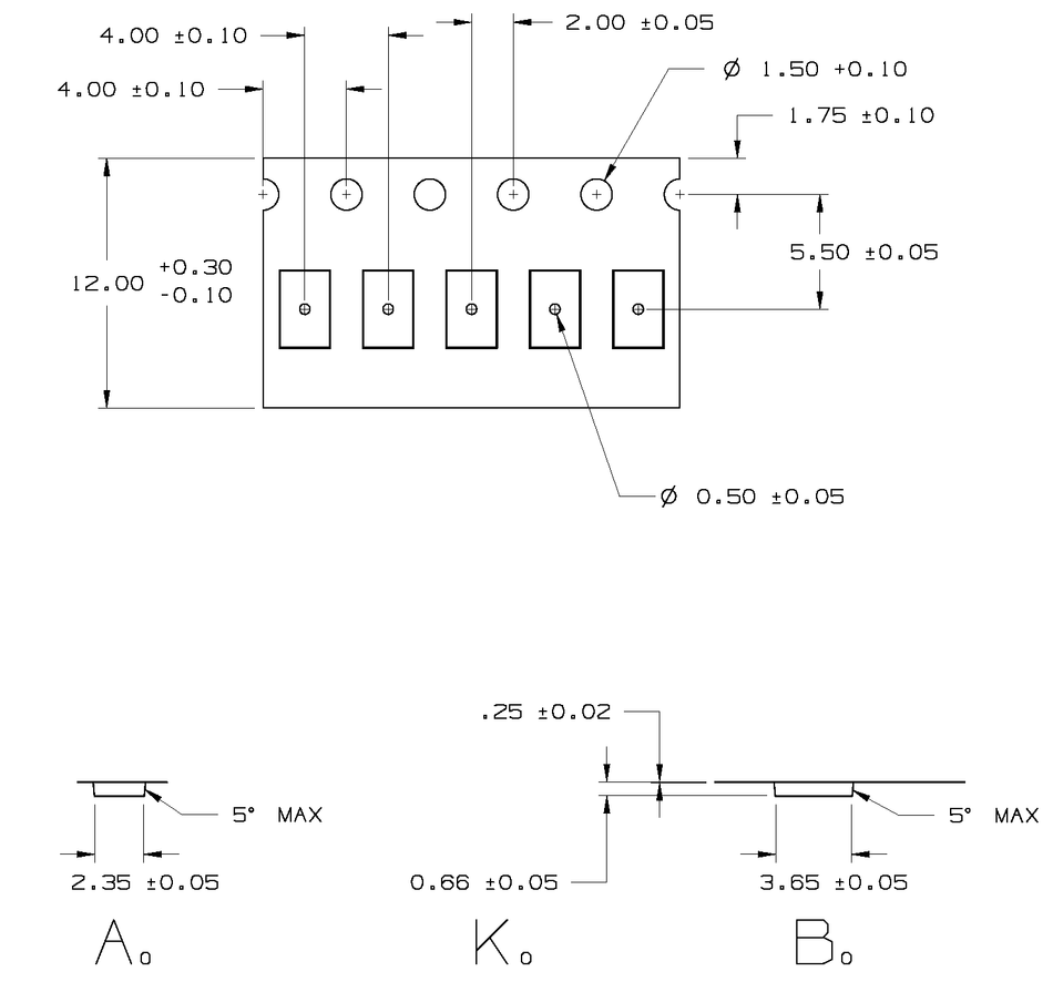 ABK 02.35 x 03.65 x 0.66mm W12 P04, (200mpr)