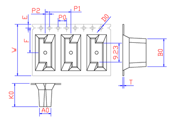 OX3 24mm Wide Carrier Tape, 12mm Pitch · 05.38 × 13.00 × 09.50mm pocket, 21 m/Reel