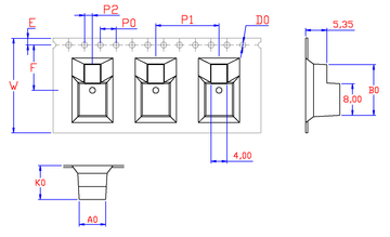 OX3 24mm Wide Carrier Tape, 16mm Pitch · 06.70 × 12.82 × 08.60mm pocket, 24 m/Reel