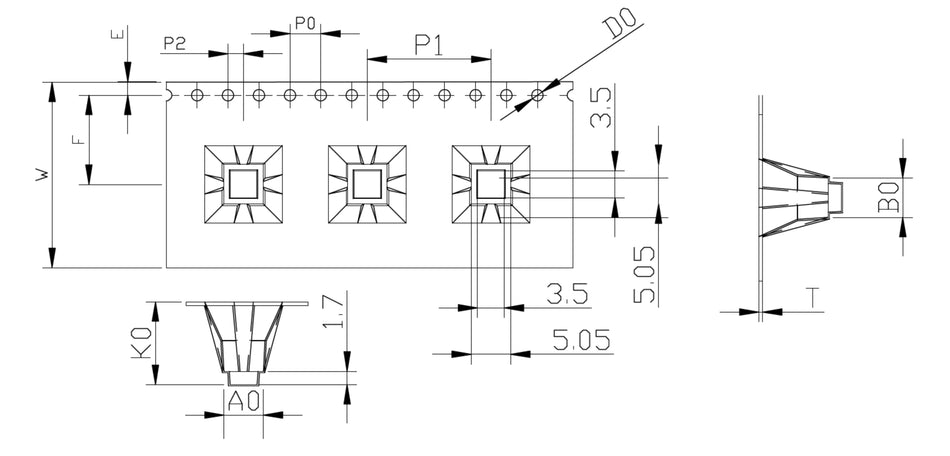 ABK 05.05 x 05.05 x 10.70mm W24 P16, (20mpr)