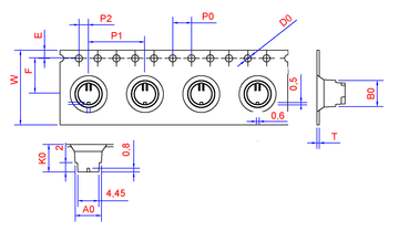 OX3 16mm Wide Carrier Tape, 12mm Pitch · 05.60 × 05.60 × 06.00mm pocket, 35 m/Reel
