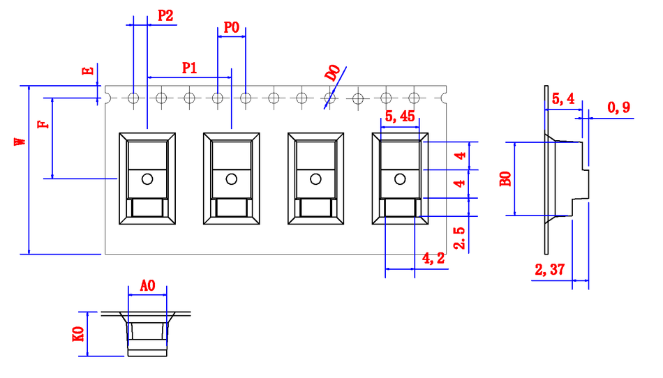 ABK 05.45 x 10.50 x 6.30mm W24 P12, (33mpr)