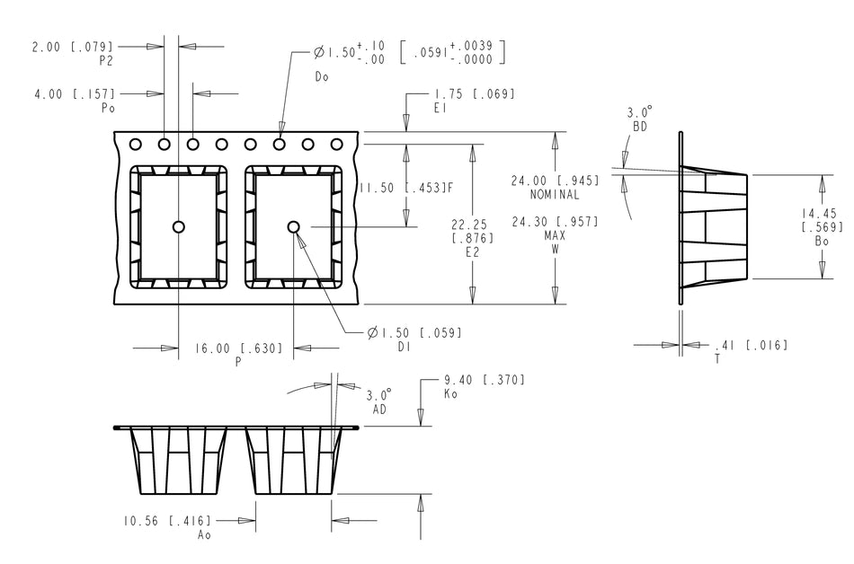 ABK 10.56 x 14.45 x 9.40mm W24 P16, (23mpr)