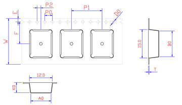 OX3 24mm Wide Carrier Tape, 16mm Pitch · 10.60 × 13.50 × 05.30mm pocket, 39 m/Reel