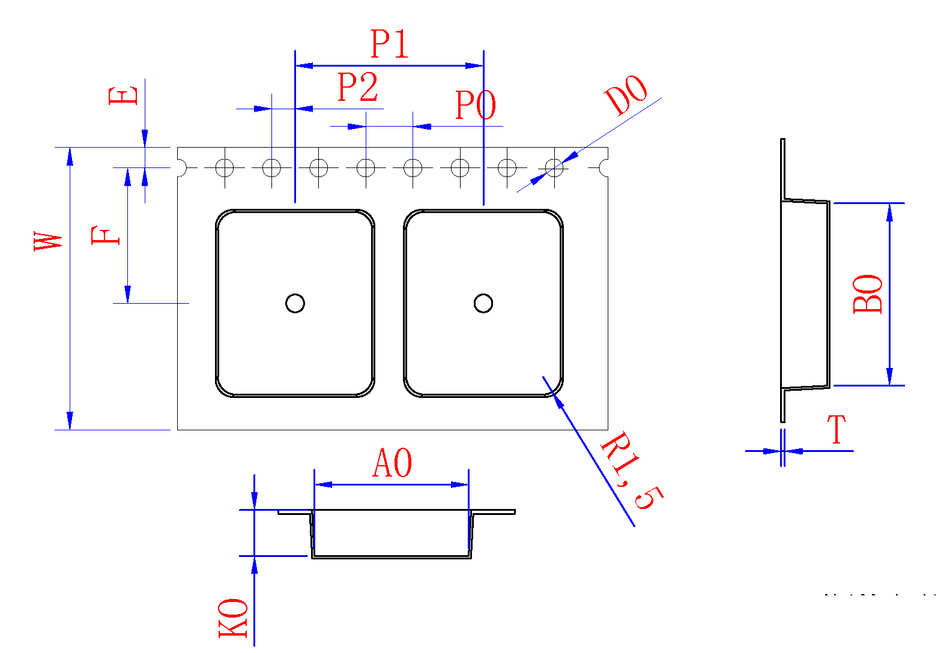 ABK 13.10 x 15.50 x 03.90mm W24 P16, (55mpr)