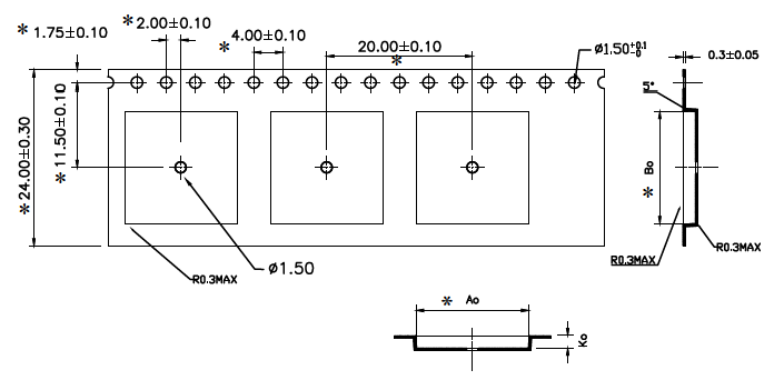 ABK 15.40 x 15.40 x 01.70mm W24 P20 (300mpr)
