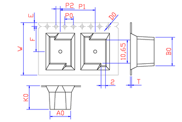 OX3 24mm Wide Carrier Tape, 16mm Pitch · 09.45 × 13.00 × 10.90mm pocket, 18 m/Reel