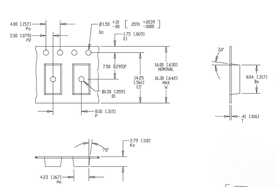 ABK 04.23 x 08.04 x 2.79mm W16 P08, (70mpr)