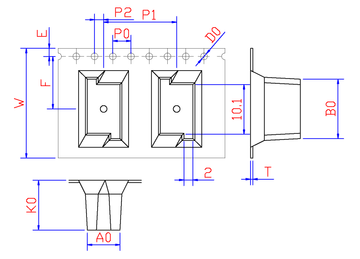 OX3 24mm Wide Carrier Tape, 16mm Pitch · 07.15 × 13.00 × 10.40mm pocket, 18 m/Reel