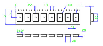 OX3 24mm Wide Carrier Tape, 12mm Pitch · 07.60 × 11.50 × 04.00mm pocket, 42 m/Reel