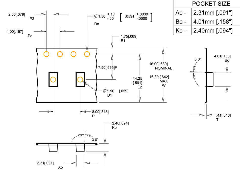ABK 02.31 x 04.01 x 2.40mm W16 P08, (65mpr)