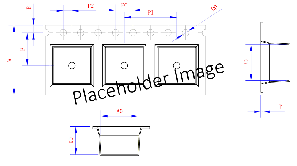 ABK 05.25 × 11.70 × 02.00mm pocket in OX3 24mm wide carrier tape, 12mm pitch, 94 m/reel
