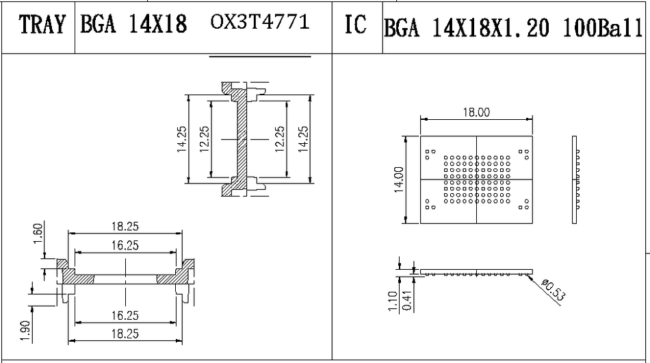 BGA 14 x 18 x 1.20 100-Ball