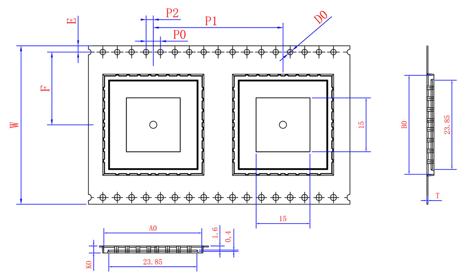 ABK 26.60 x 26.60 x 02.00mm W44 P36, (90mpr)