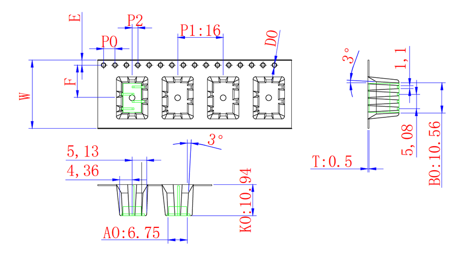 ABK 06.75 x 10.56 x 10.94mm W24 P16, (19mpr)